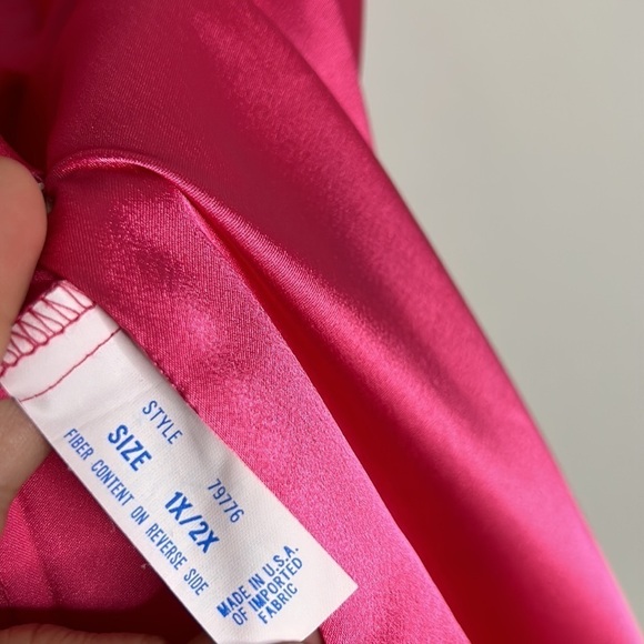 Vintage Arnold Scaasi Barbie Pink pearl button short sleeve shirt dress plus 1X - Picture 6 of 10